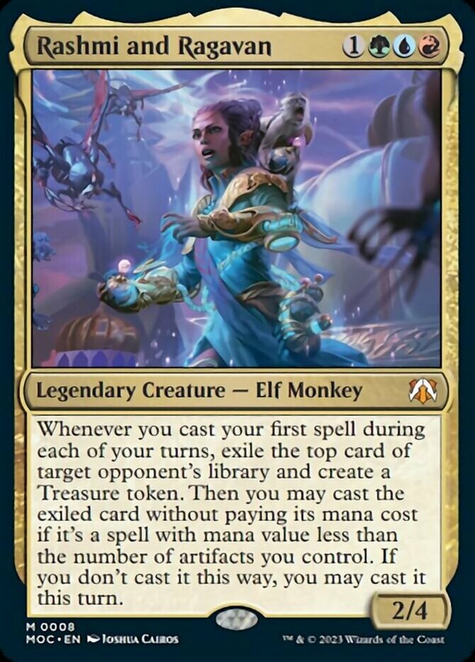Mint/Near-Mint, French - 4 x MTG Rashmi and Ragavan - Foil Commander: March  of t