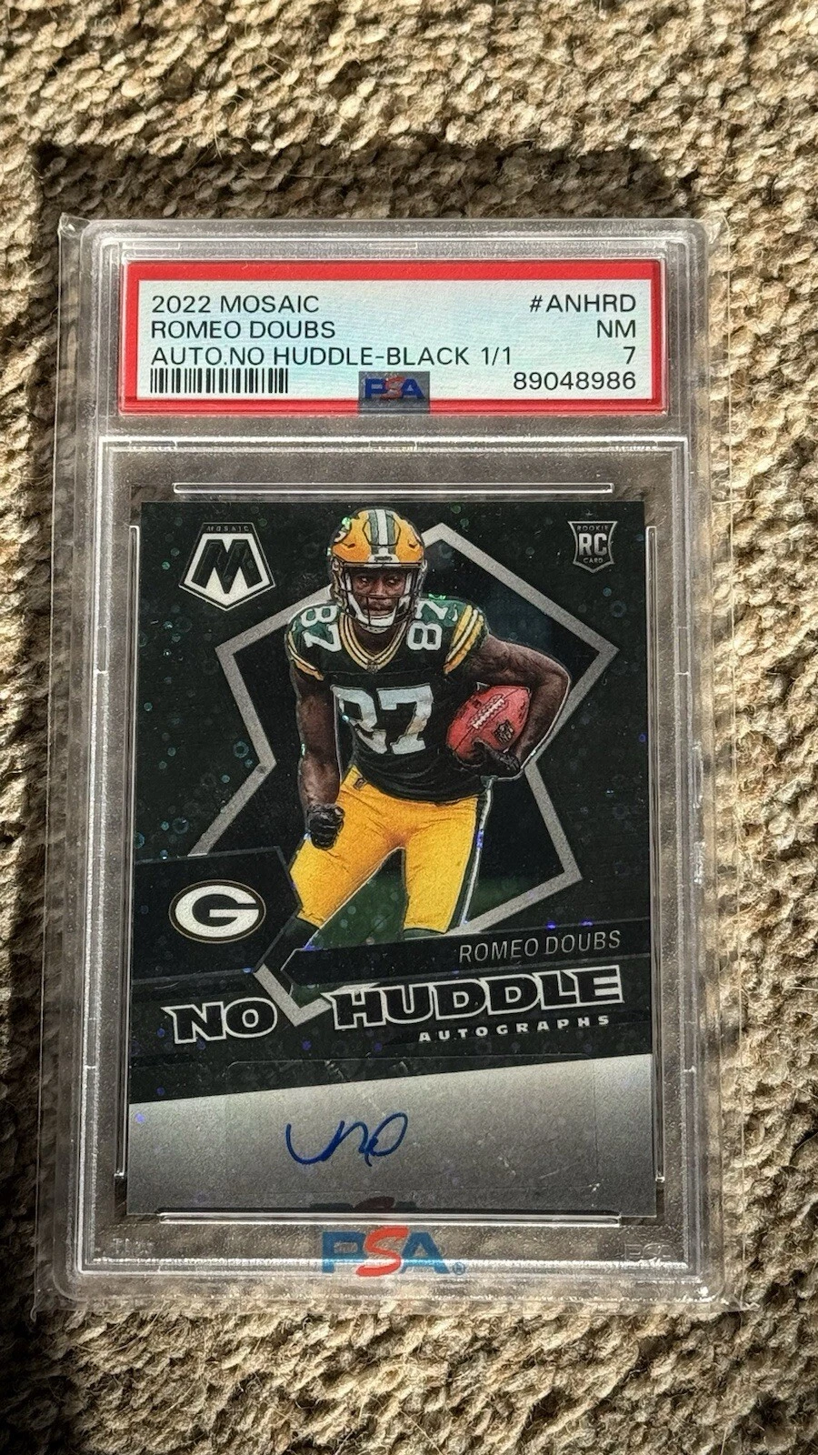 Romeo Doubs Panini Mosaic Autographs No Huddle #ANHRD Black 1/1