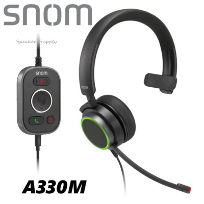 Snom USB Single Sided Corded Monaural Headset Over the Ear 3.5mm Jack & USB