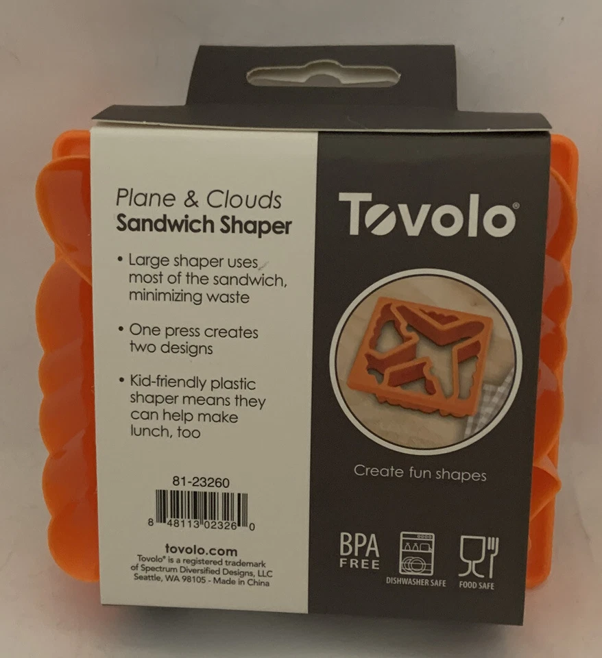 Cortador de sanduíche Tovolo avião e nuvens modelador avião laranja - Imagem 2 de 2