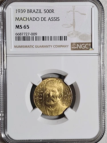 Brazil 500 Reis 1939 Machado De Assis NGC MS 65