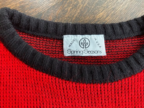 Vintage Spring Sensations Sweater Red & Black Geometric pattern; Women's Size M - Picture 2 of 6