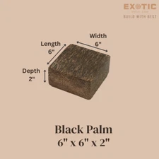 2 Pcs, Black Palm Bowl Blanks 6x 6x 2 Wood Turning Blocks- Free US Shipping