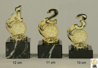1-2-3 Sieger Trophäe / Pokal 3er set oder einzeln incl. Beschriftung 