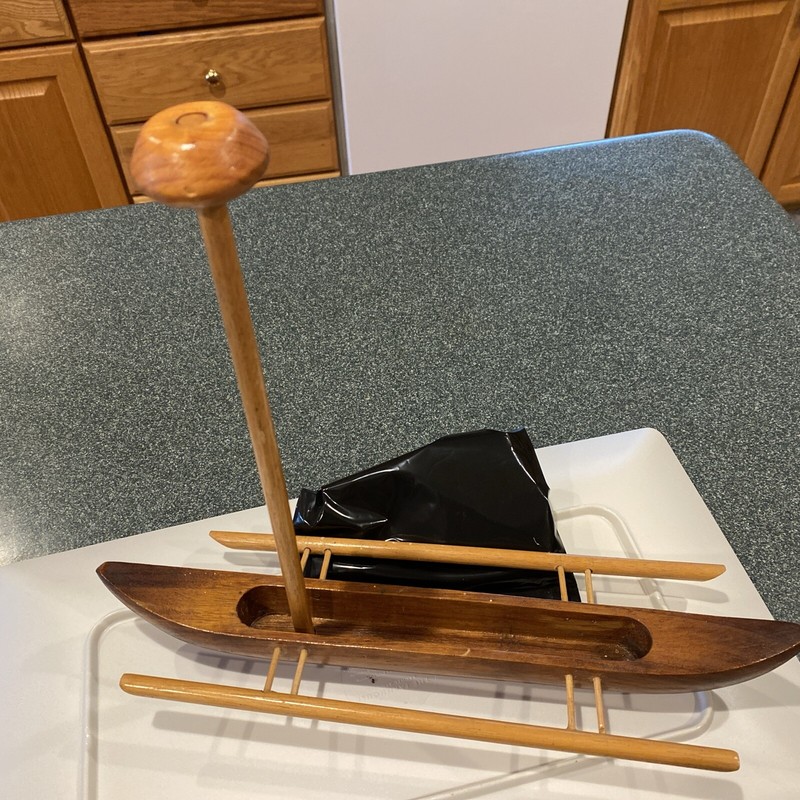 Vintage Hand Carved Wood Outrigger Canoe  13”