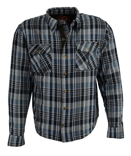 CAMICIA BIKER UOMO IN PELLE MILWAUKEE A QUADRI IN FLANELLA CON ARMATURA OMOLOGATA CE - Foto 114 di 126