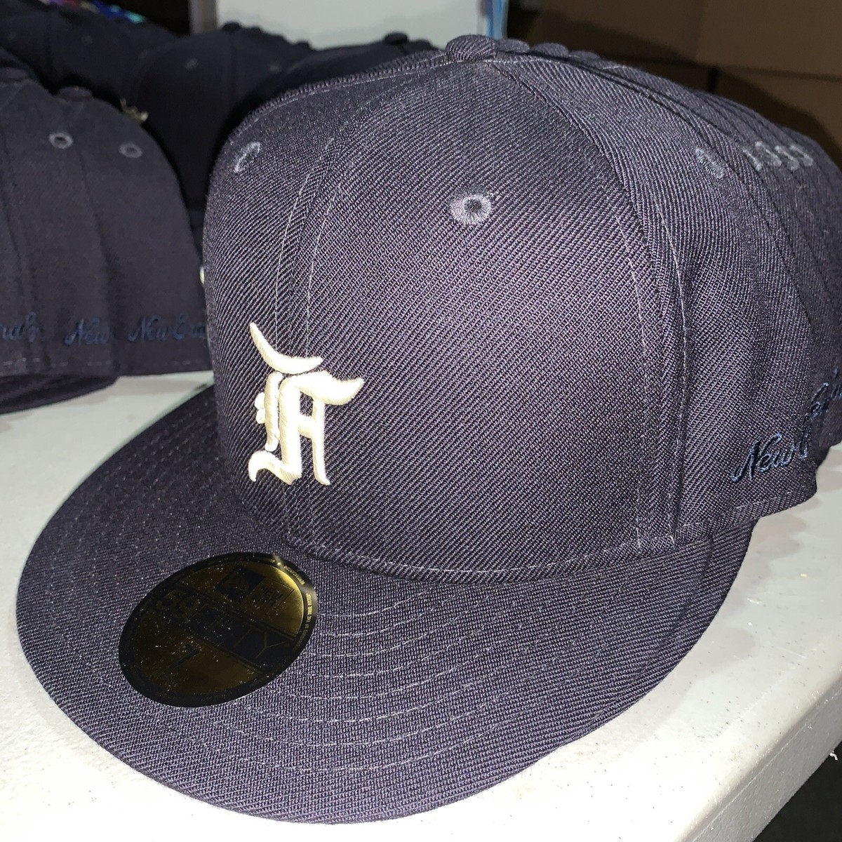 Fear of God Essentials Hat 59FIFTY Fitted New Era Cap Navy Size 7