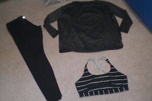 Lot of Lululemon Wunder Under Tights, Sweater and Bra sz 12