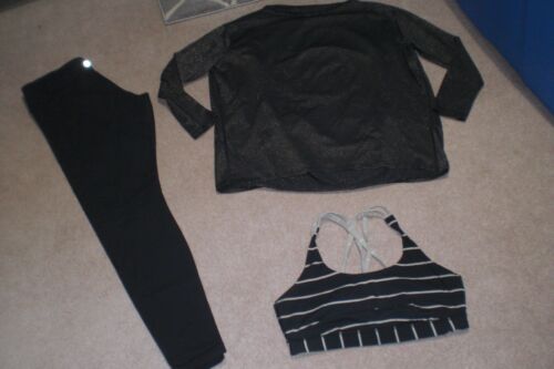 Lot of Lululemon Wunder Under Tights, Sweater and Bra sz 12