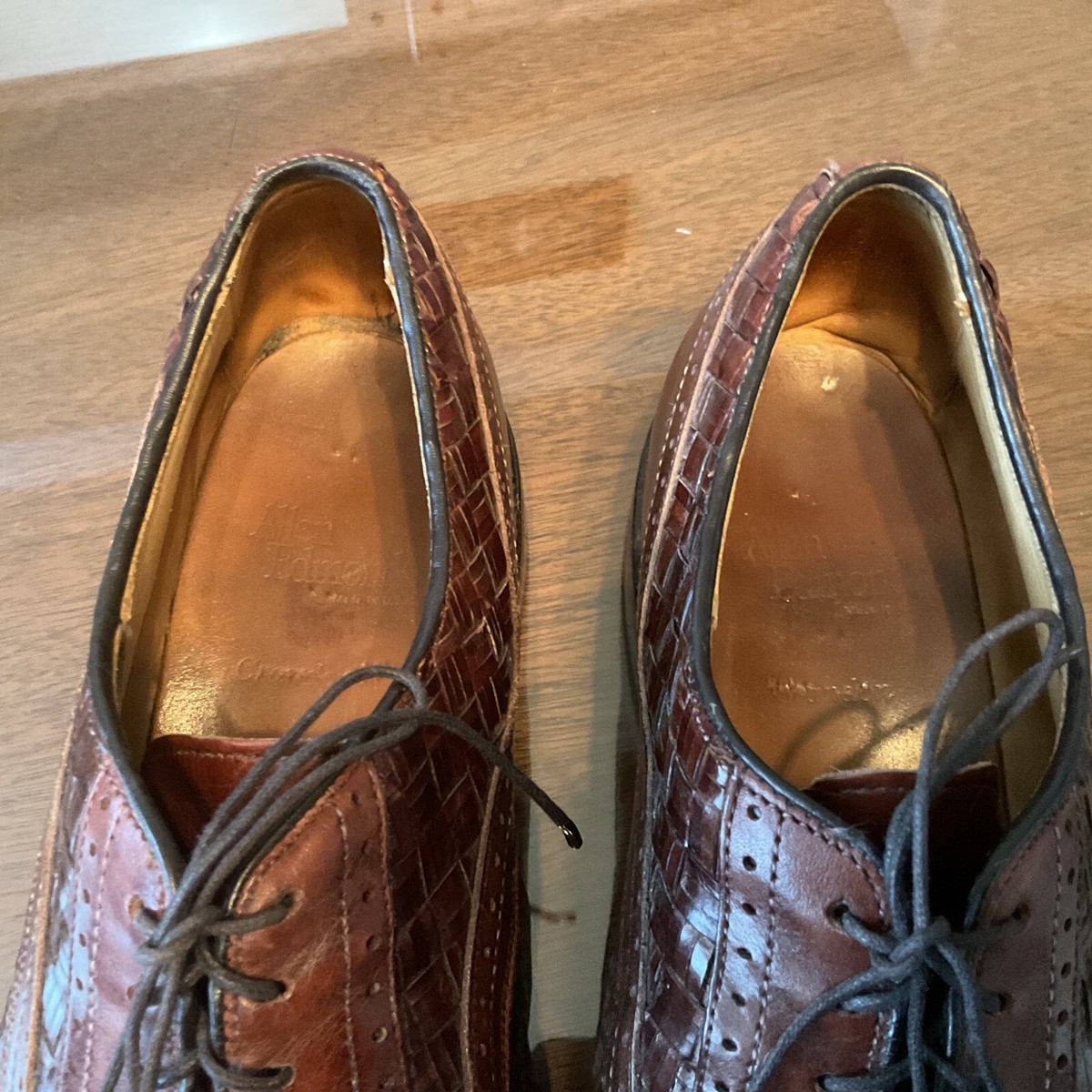 Allen Edmonds Crandon Brown Cap Toe/Weave Oxfords USA Mens 