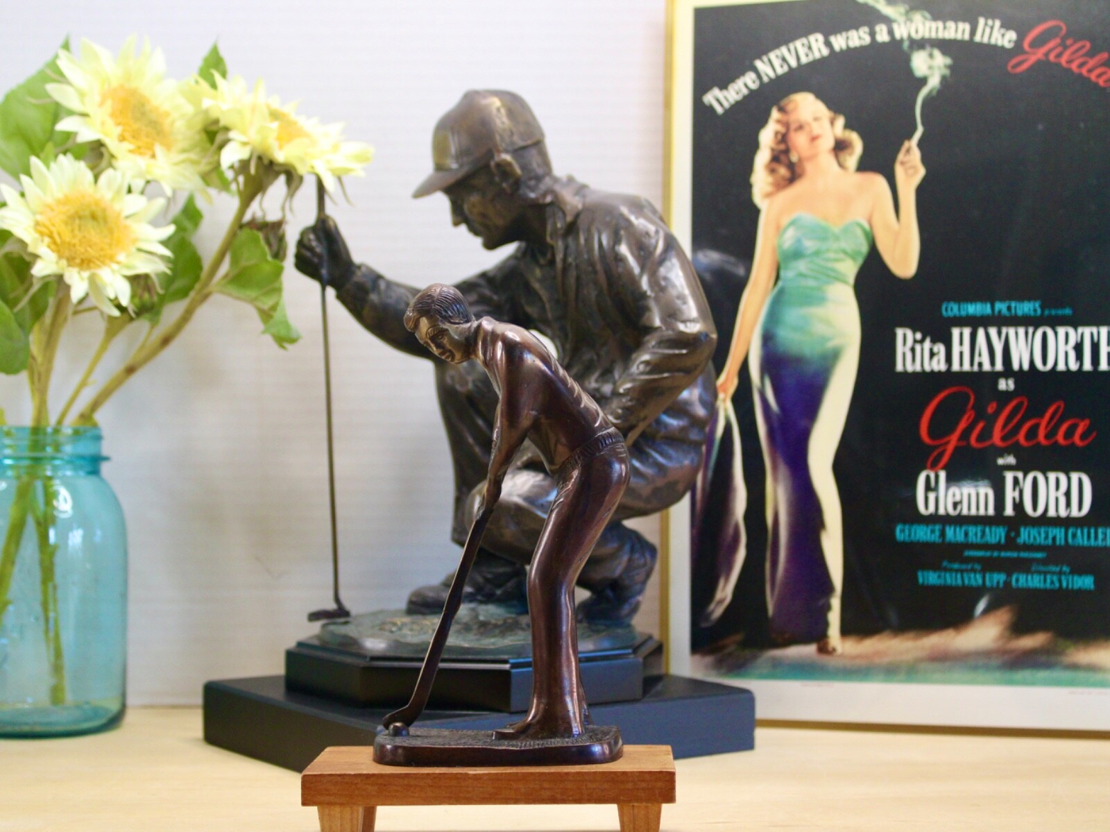 Bronze Metal Golfer Golf Sculpture Statue 8” High