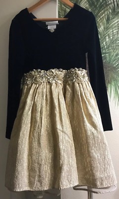 Vtg Bonnie Jean New York Girls 10 Christmas Green Dress Gold Lame Lined  Knee Lg | eBay