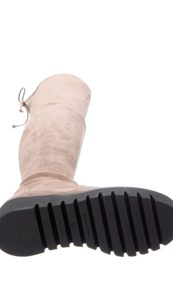 !!Bota de gamuza elástica marrón OTK talla 7,5 Stuart Weitzman Chalet Lug City nueva en caja $950 Foto 4 de 4