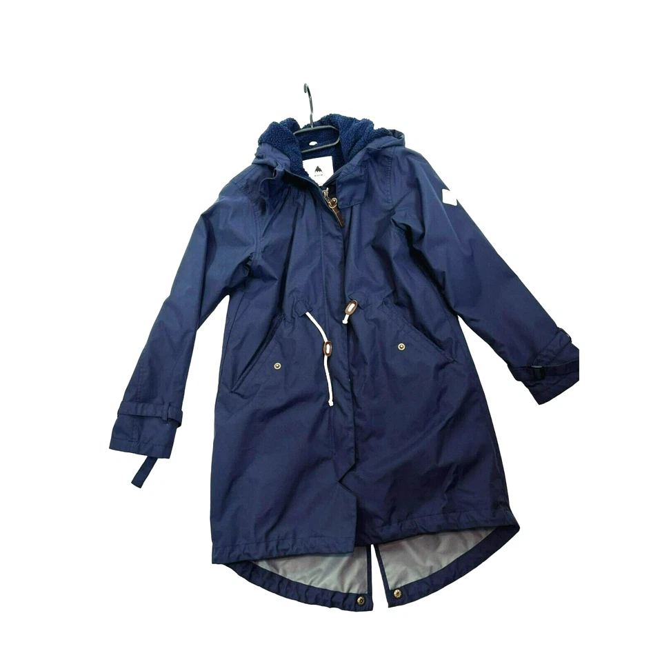 Burton Fleece Lined Windbreaker Field Jacket Snap Zip Hooded Navy Blue Medium - Image 3 of 4