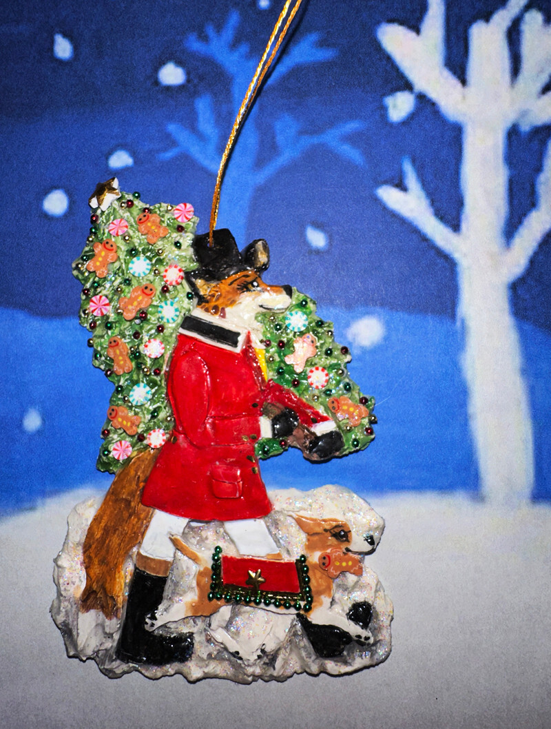Sculpture FOX Ornament, A Sweet Treat Tree for the Hunt Kennels