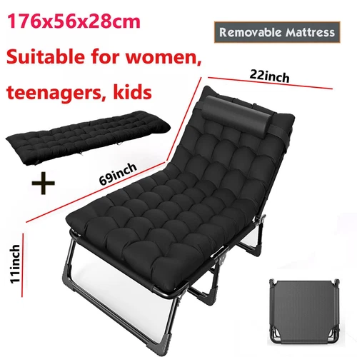 2 IN 1 Campingbett Sonnenliege Relaxliege klappbar Garten Liege Stuhl + Kissen - Bild 18 von 19