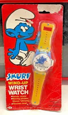 1981  SMURF PEYO WIND UP WRIST WATCH SEALED ORIGINAL PKG.