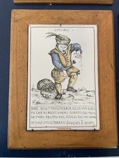 Vtg Framed Italian Portrait Art Tile Signed October @ 1690 Mitelli Proverbs