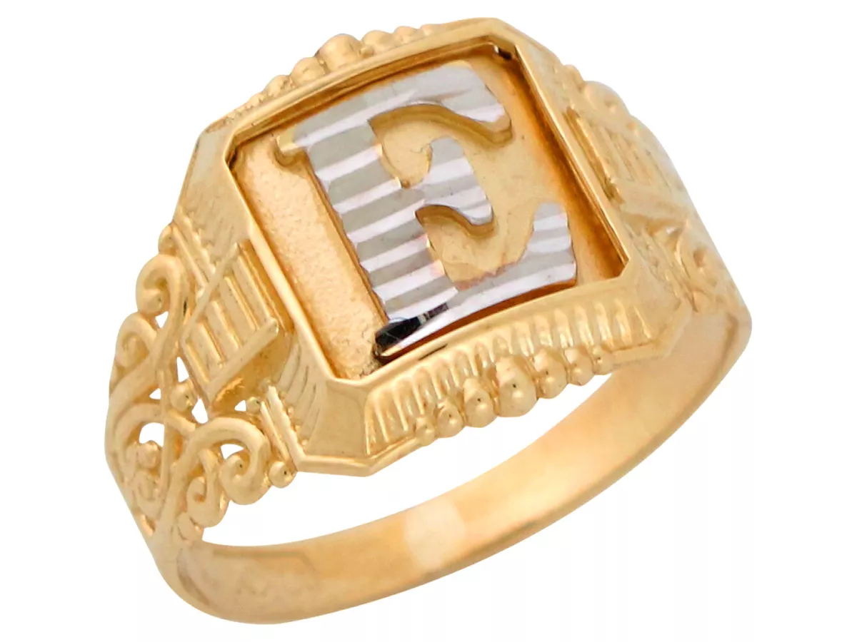 Letter e 2024 gold ring