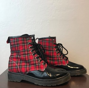 plaid combat boots