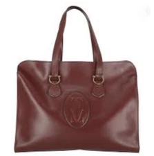 Cartier Women's Leather Handbag,Shoulder Bag Burgundy/red