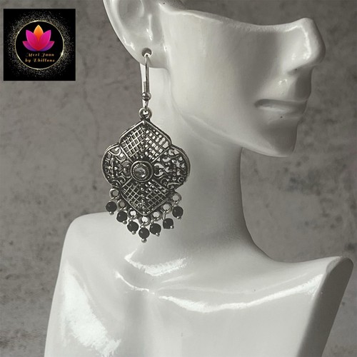 New Indian Oxidised Silver Plated Earrings Jewellery - Picture 10 of 10