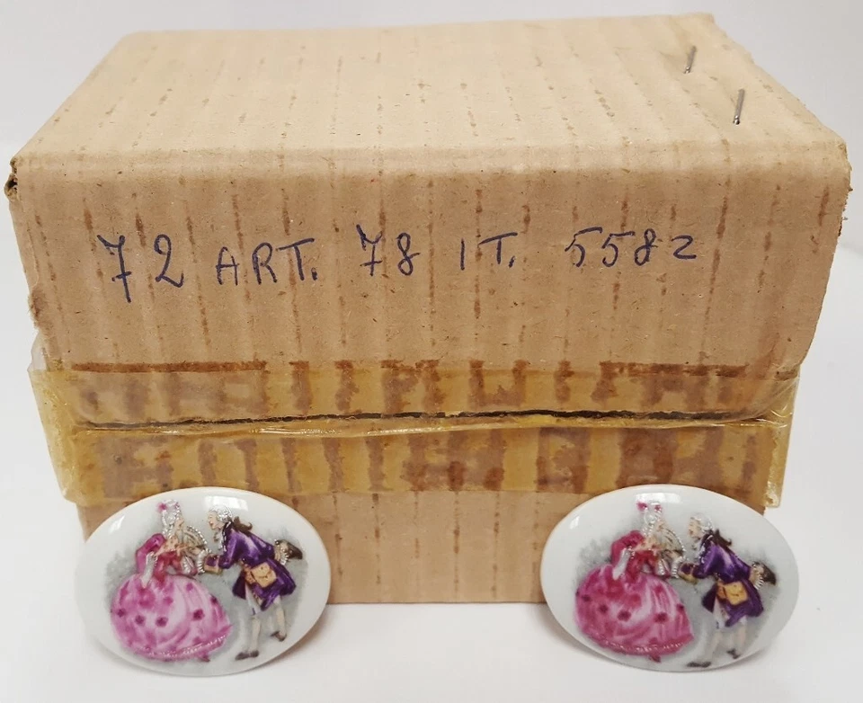 Винтажная фарфоровая викторианская пара для ухаживания 40x30 мм. Камея кабошон 141 - Изображение 2 из 4