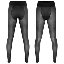 US Men Silky Athletic Bulge Pouch Long Johns Stretchy Baselayer Yoga Pants