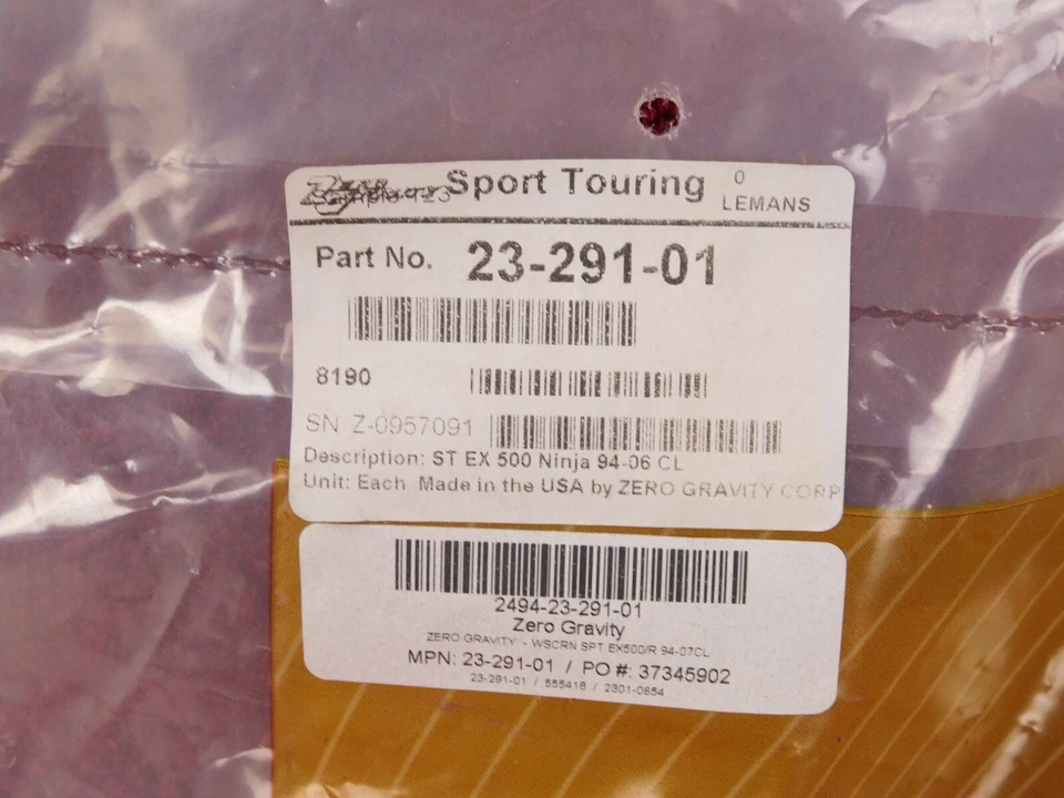 Zero Gravity Sport Touring Windscreen Clear P/N 23-291-01  94-09 Ninja 500 EX500 - Image 3 of 4