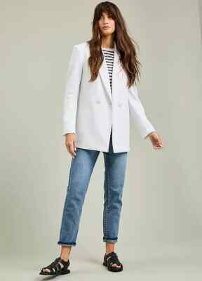 Freemans Bequemer Weiß Blazer Übergröße UK 18 (fm125-1)