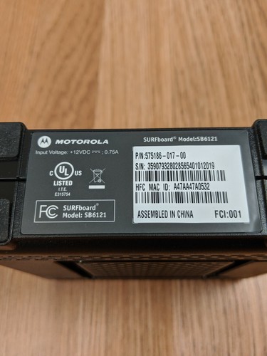 Motorola Arris SURFboard SB6121 (575186-019-00) Cable Modem no Power Adapter - Picture 7 of 7