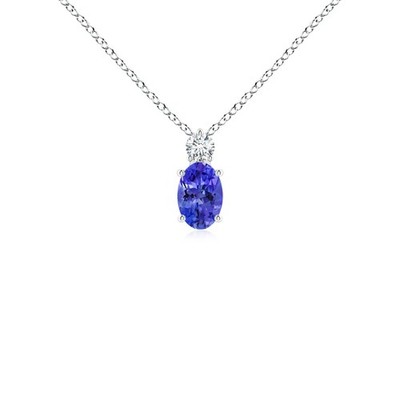 ANGARA 0,52 ct natürlicher Tansanit Anhänger Halskette mit Diamant in Silber
