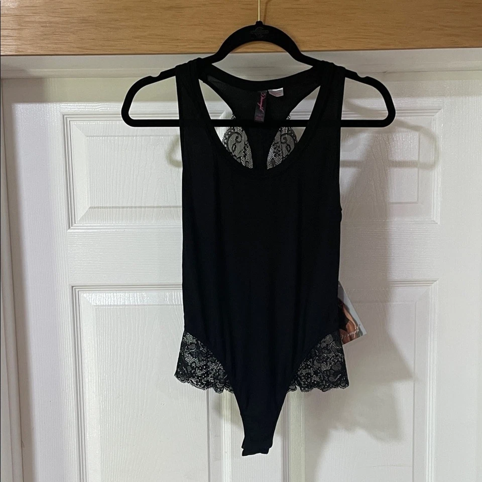 Dreamgirl Mujer Talla L Body Negro Encaje Top Sin Mangas 11073 Tanga A Presión Foto 2 de 4