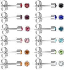 12 Pairs Ear Piercing Stud Earrings for Guns, Surgical... 