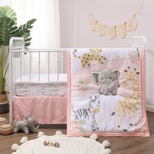 3 Piece Baby Crib Bedding Set for Girls - Newborn, Infant Nursery Bed Set D...