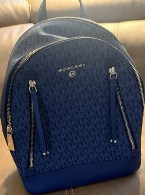 Michael Kors Blue Monogram Brooklyn Medium Backpack - Never used