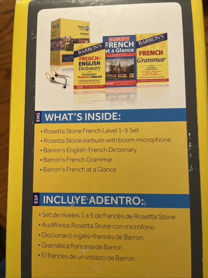 Rosetta Stone French Levels 1-5 DVD Set, Dictionary, Earbuds NEW Sealed - Image 4 of 4