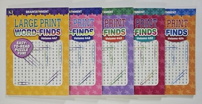 5 Large Print Word-Finds Puzzle Books Kappa Games Vol #447-450, 454 Search,Hunt 