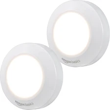 LED Puck Lights, Battery Operated, 50 Lumens 2 Pack, Tap Light, Stick on Lights