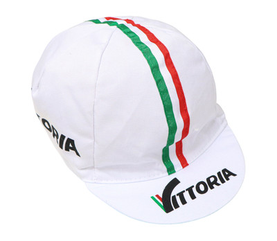 VITTORIA Cap Boy's One Size White Cycling Cap With Italian Flag Stripe Design