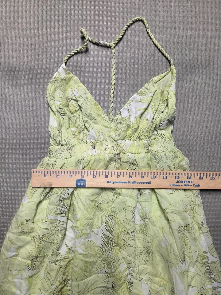 Vestido Forever 21 Mujer Talla S Verde Blanco Estampado Floral Halter Maxi Solero Línea A Foto 4 de 4
