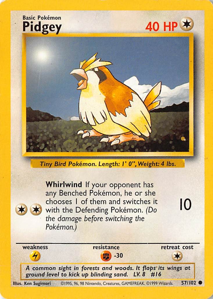 Pidgey Common Base Set 2 086/130 MP