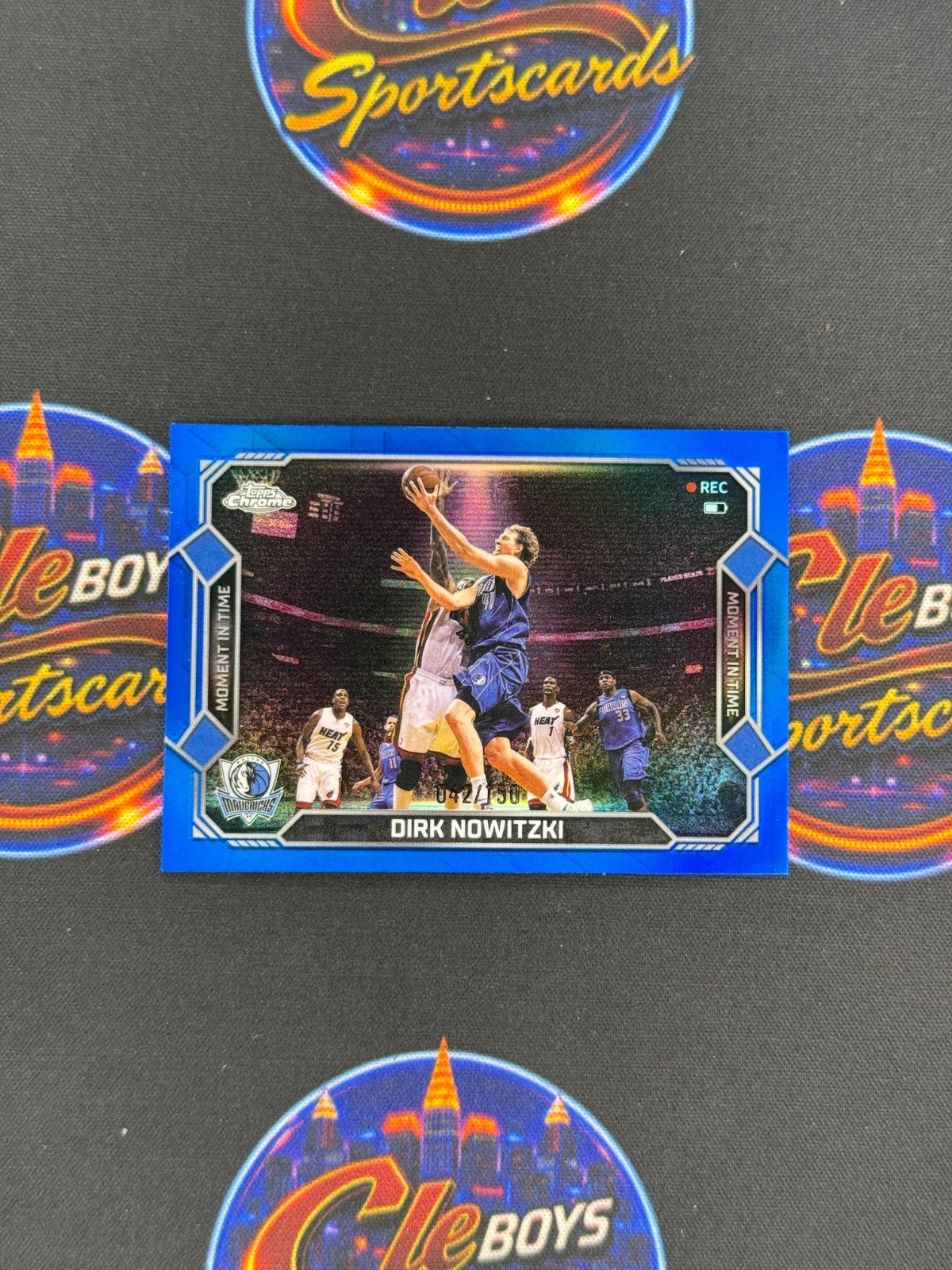 Dirk Nowitzki 2025 Topps Chrome Moment In Time Blue Refractor /150 Mavericks
