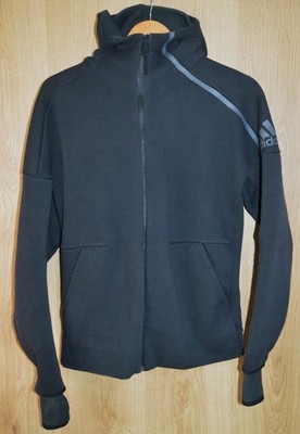 Adidas ZNE Full Zip Trainingsjacke mit Kapuze dunkelgrau Daumenlöcher - Größe Small S