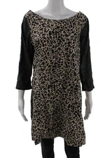 Gretchen Scott Designs Women Shift Dress Beige Leopard 3/4 Sleeve Size M