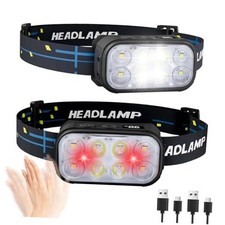 Headlamp Rechargeable 2 Pack, Super Bright LED Head Lamp, 1500 Lumen, 12 