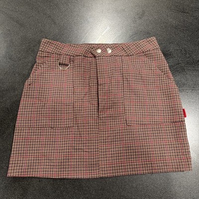 Pull&Bear Women's Mini Skirt Size Medium, Maroon & Brown Plaid