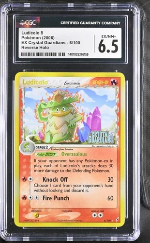 *POP 8* CGC 6.5 Ludicolo δ Delta Reverse Holo EX Crystal Guardians 6/100 Pokemon