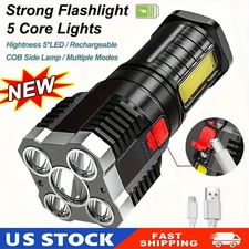 Super Bright LED Torch Flashlight+USB Rechargeable Tactical Camping Outdoor Lamp