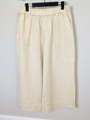 Max Mara Leisure Edmond Wide-Leg High-Rise Linen Trousers Size 10 Cream Resort 